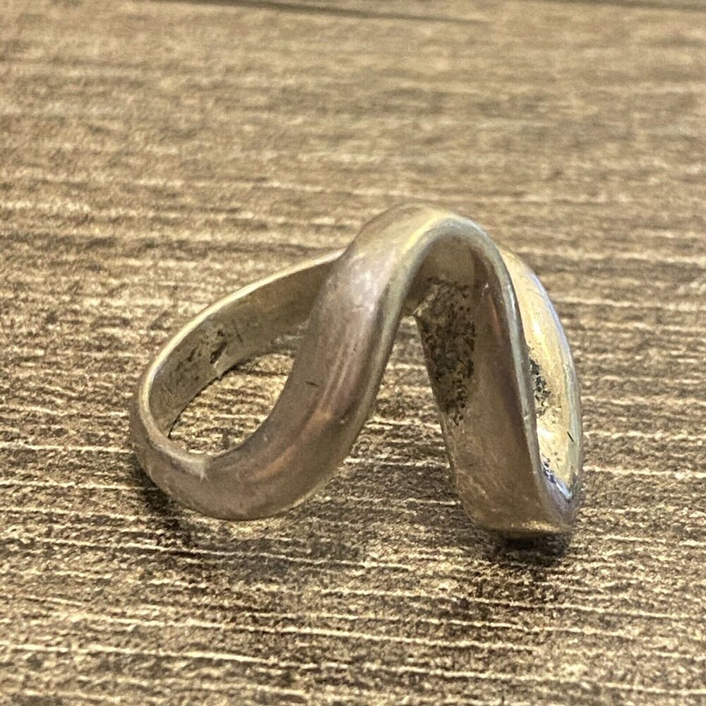 925 Sterling Silver Vintage Modernist Zig-Zag Ring Size 7 Women's - Picture 3 of 5
